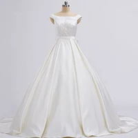 robes de luxury matte soft satin a line wedding dresses sleeveless 3d three dimensional lace applique gowns oversized bow