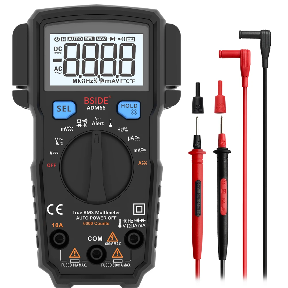 Мини цифровой мультиметр BSIDE ADM66 62 Автоматический диапазон True RMS DC/AC Напряжение