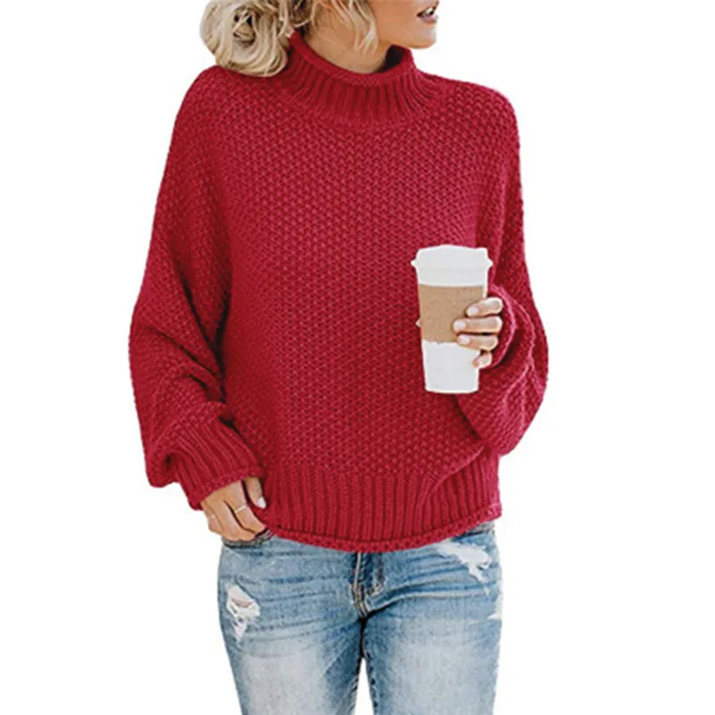 

Women's Sweater Pullovers Knitted Turtleneck Women Autumn Winter Fashion Clothes Large Size Long Sleeve Tops Female