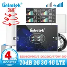 Lintratek 4-полосный Усилитель сотового сигнала LTE 800 900 1800 2100 Репитер B28 700 850 1900 1700 AWS GSM 2G 3G 4G 2600 B7