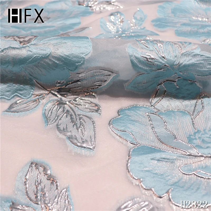 HFX Новая высококачественная африканская жаккардовая ткань с перьями французское кружево с блестками материал для свадебного платья H2822