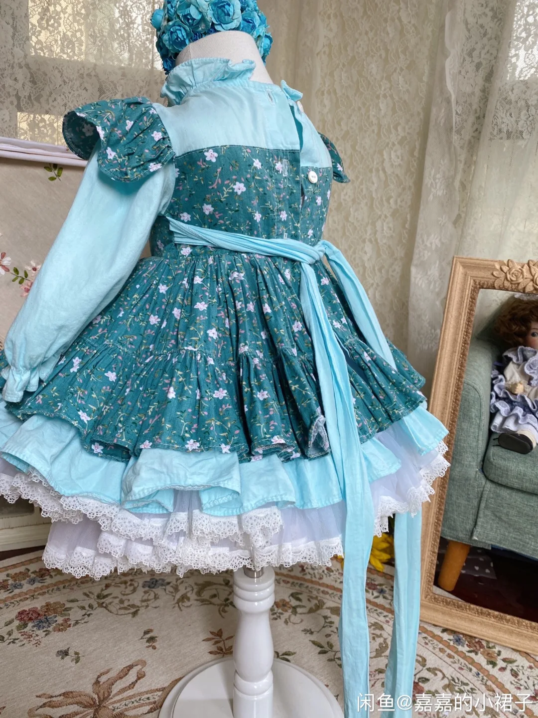 

0-12Y Baby Girl Autumn Winter Green Floral Vintage Spanish Princess Ball Gown Dress for Holiday Causal