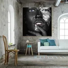 Постеры и принты картина маслом с изображением Африканской женщины на холсте, черные и серебряные, скандинавские настенные картины для гостиной
