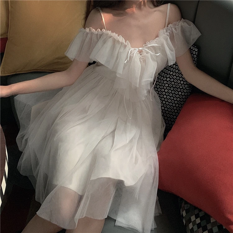 

Sannian Actual Photo Of Long Sling Dress With Lace Sunscreen In Soft Yarn In Summer Of 2019 2 Piece Set Women Sleeveless Dress