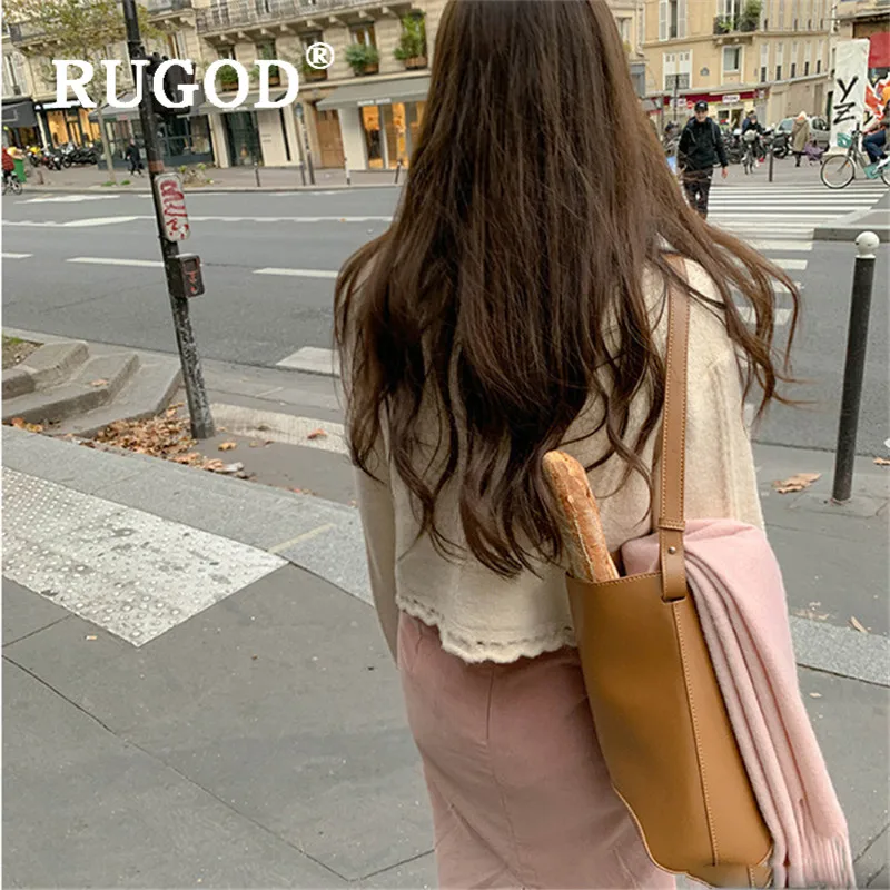 RUGOD однотонный Укороченный кардиган, ажурный свитер, женские свитера, Зимние Топы для женщин, вязанная модная одежда Kpop