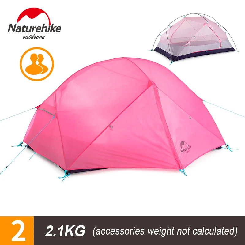 Bestellen Naturehike 3 Saison Mongar Camping Zelt 20D Nylon Fabic Doppel Schicht Wasserdichte Zelt Für 2 Personen Atmungsaktive Mesh