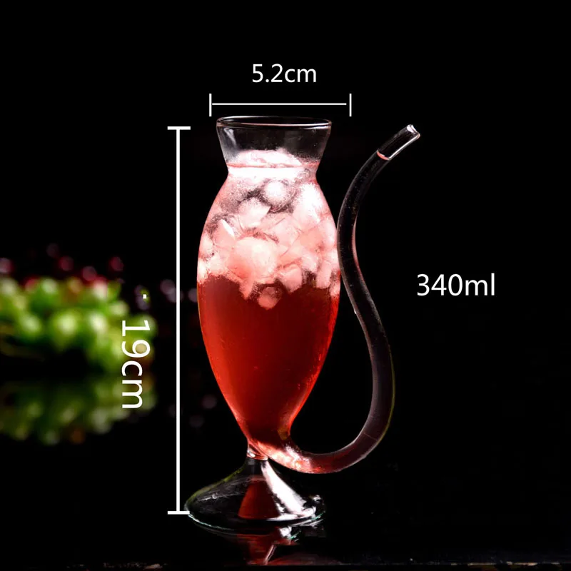 Вино прозрачная стеклянная чашка кружка для коктейля соломенная со встроенным