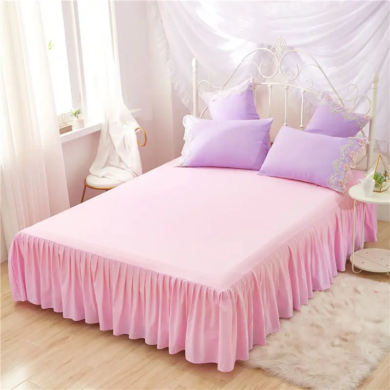 

Purple pink Lace bedding sets full queen king duvet cover princess girls bed skirt Korean bedclothes beautiful quilt cover sets