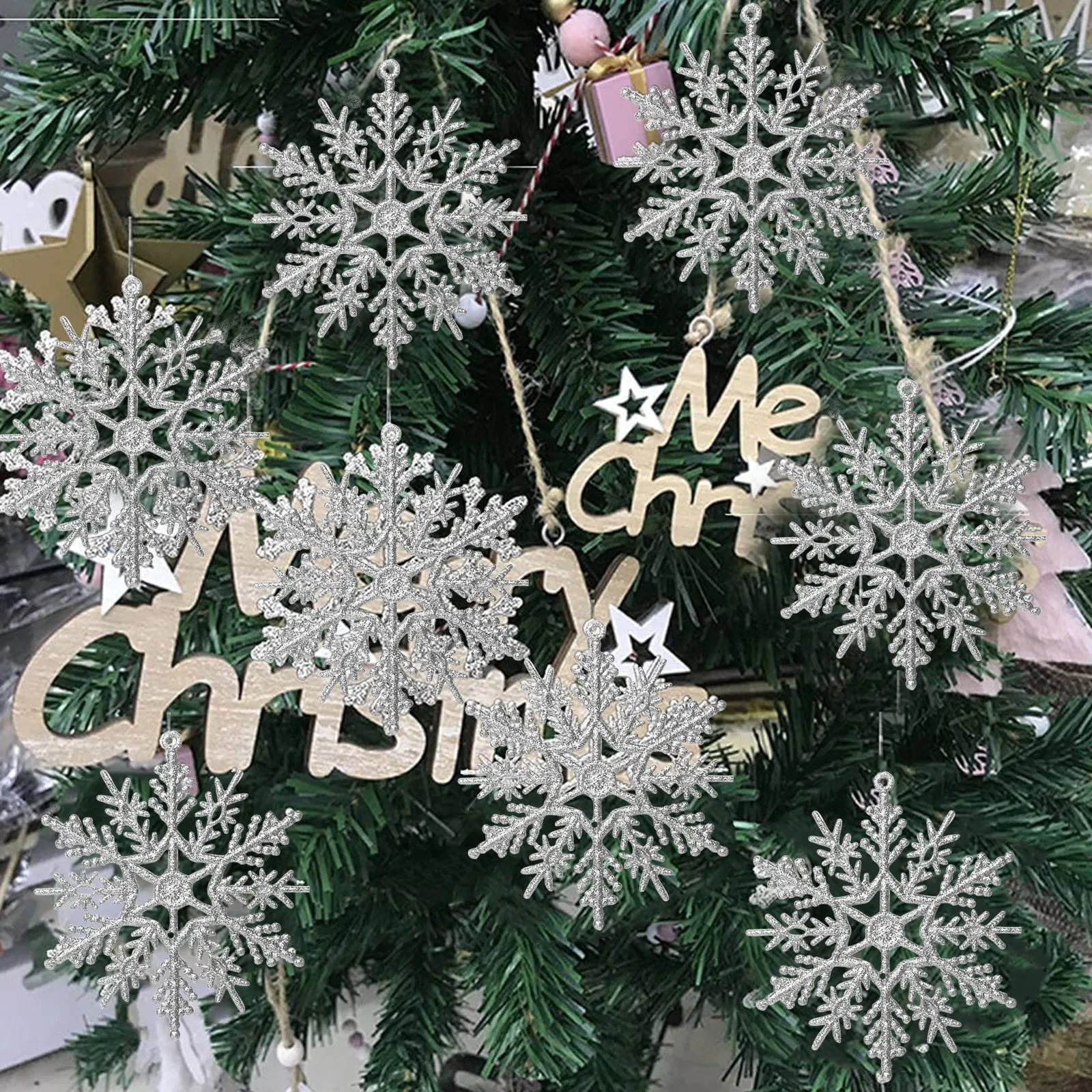 

20pcs Snowflakes Christmas Tree Decoration Pendant Christmas Decorations for Home Ornament New Year Gift 2022 navidad noel kerst