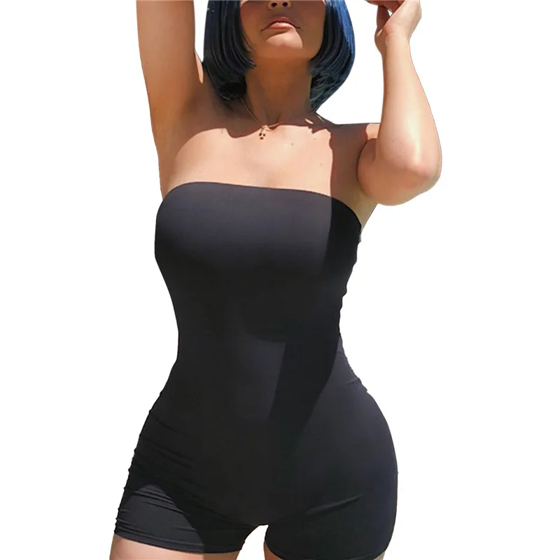 

Женский Модный облегающий короткий комбинезон, однотонный/леопардовый принт, без бретелек, Облегающий комбинезон без рукавов, модель верхн...