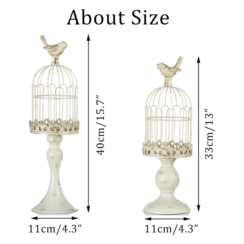 

2 Pcs Bird Cage Candle Holders(for Pillar Candle)for Wedding Decor