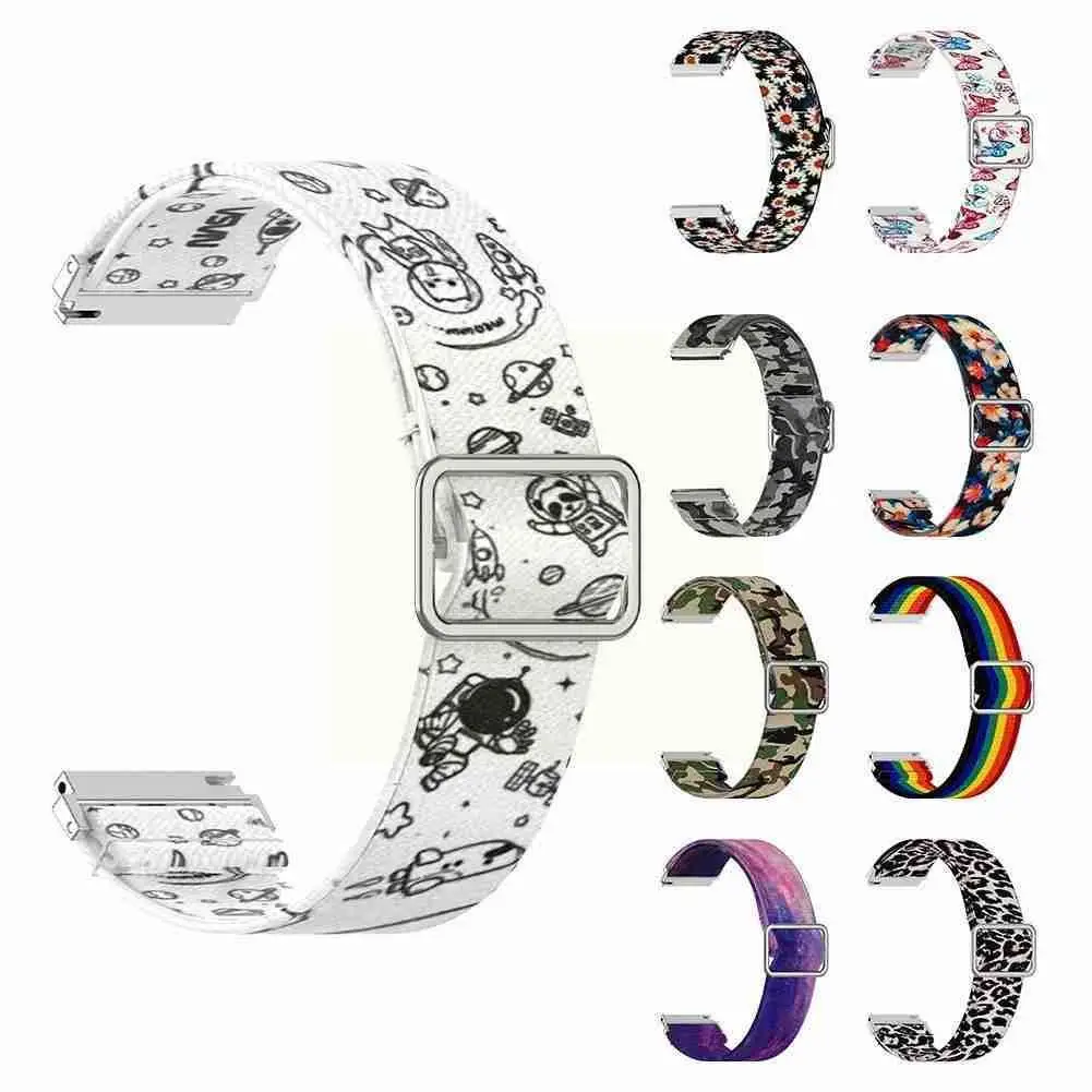 

Adjustable Watch Strap For Galaxy Watch Huawei Watch Xiaomi Watch Replacement Elastic Moto Lg Strap Printed Woven Wristband B5C1