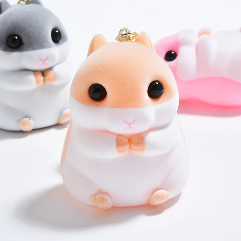 Мультфильм брелок для ключей хомяк Флокирование кукла виниловая подвеска милая
