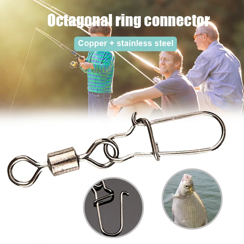 

100 Pcs Stainless Steel Ball Bearing Fishing Swivels Snap Rolling Sea Connector LA