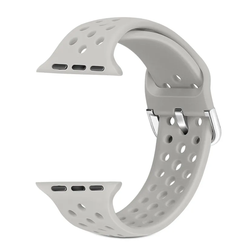 Light grey Ремешок для apple watch группа 4, версия 1, 2, 3, ремешок 44/40 мм силиконовый браслет для наручных часов iwatch серии, версия 1, 2, 3, ремешок 38, 42 мм, версия дышащий Браслет аксессуар - Цвет ремешка: Light grey