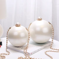 pearl evening bag luxury clutch bag cute round handbag and purse personality wedding party prom wallet women chain shoulder bags