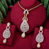 soramoore new luxury bridal wedding big sparkling long pendant earrings necklace jewelry set super cz new design fashion jewelry