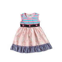 springsummer pink sheep pattern style toddler infants children fashion clothing for birthday present kids girls dresses