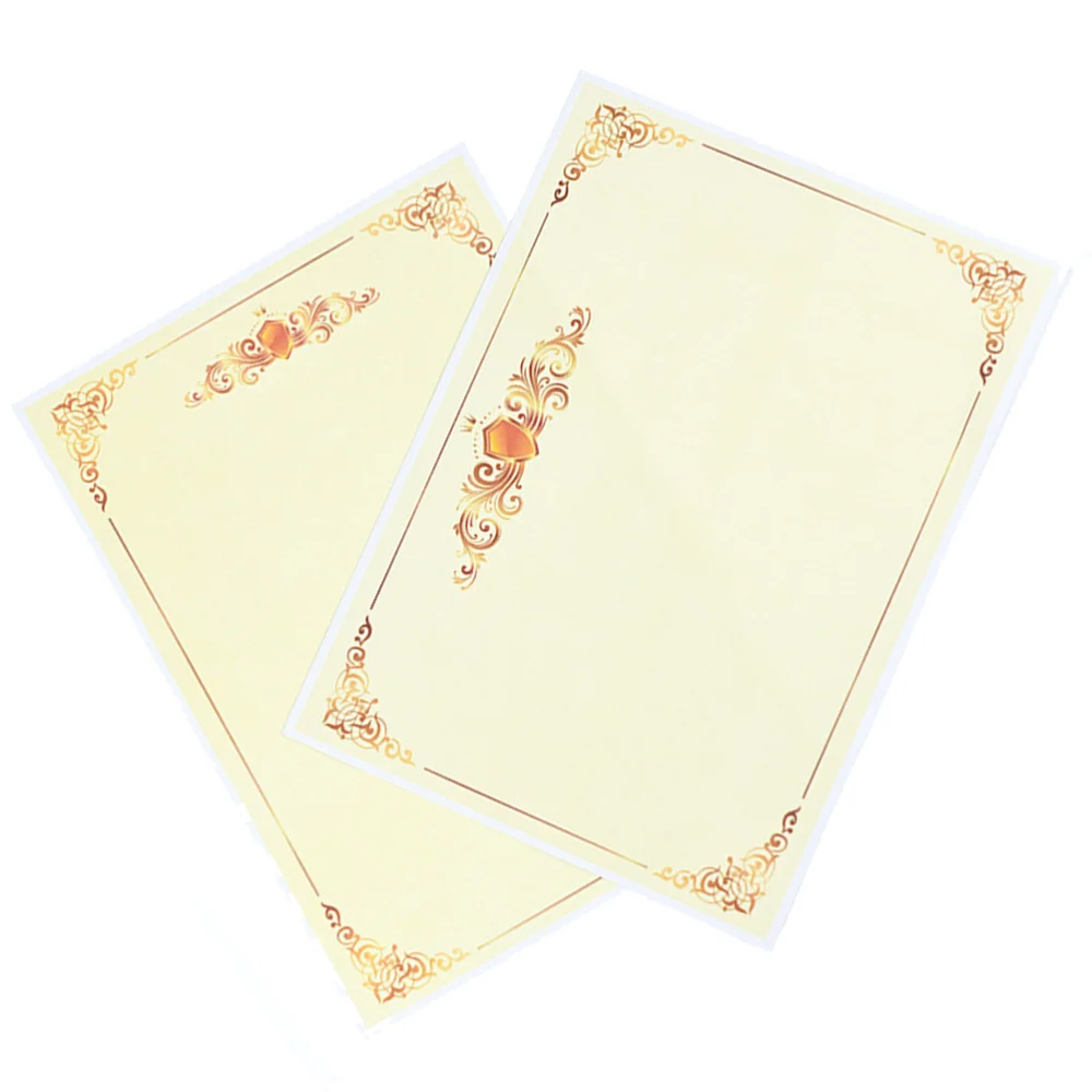 

100 Pcs A4 21x29CM Blank Metallic Gold Border Certificate Paper