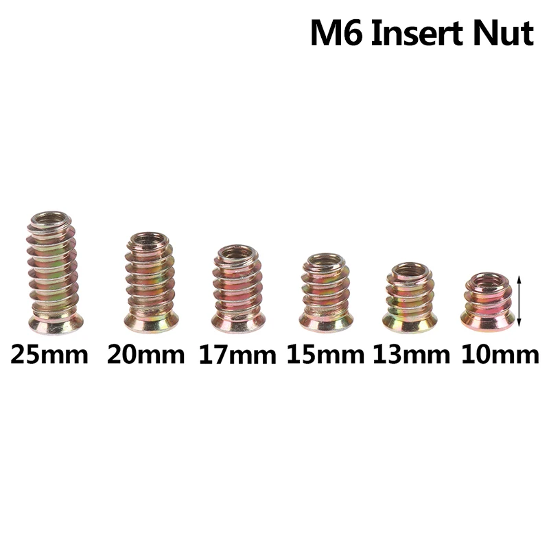 10 шт. M6 оцинкованная резьба из углеродистой стали для деревянной вставки гайка с