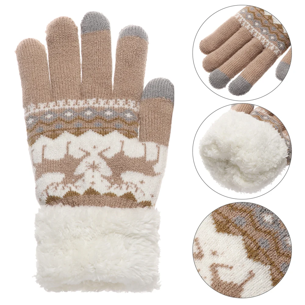 Зимние плотные кашемировые перчатки женские вязаные теплые с пальцами для