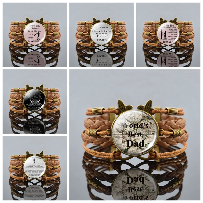 Бронзовый коричневый браслет с надписью «Always bemдекабря You Braver» для моей дочери, стеклянный кабошон, ювелирные изделия, браслет с надписью «Love Dad Mom», детский подарок