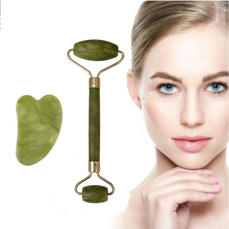 

Jade Massager Thin Tools Natural Jade Stone Roller Scraper Set Facial Lift Reduce wrinkles Skin Relaxation Slimming Beauty Neck