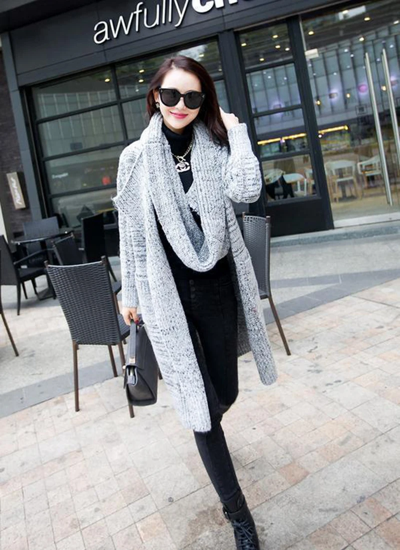 Осенняя и зимняя новая свободная Женская трикотажная куртка большого размера