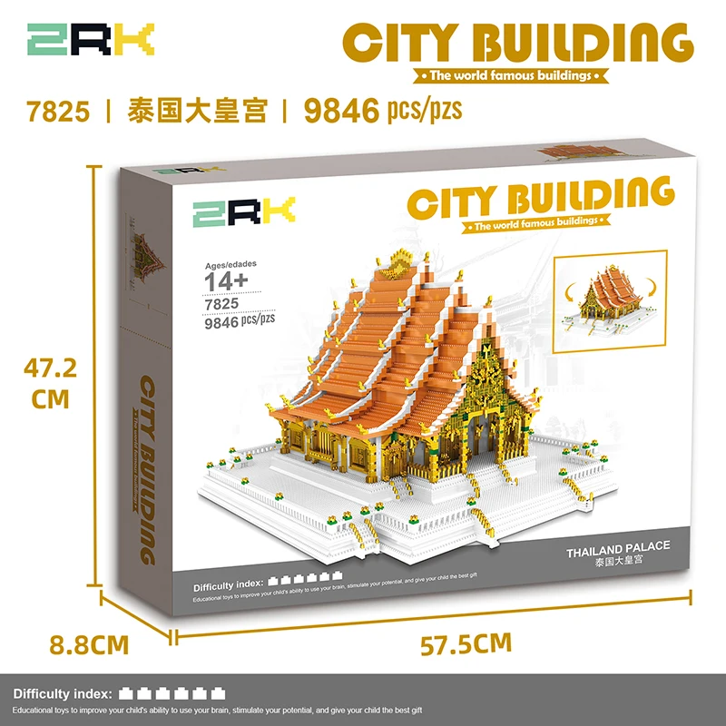 

World Famous Architecture Thailand Bangkok Grand Palace Royal Mini Building Blocks Model Micro Bricks Toys For Children Gifts