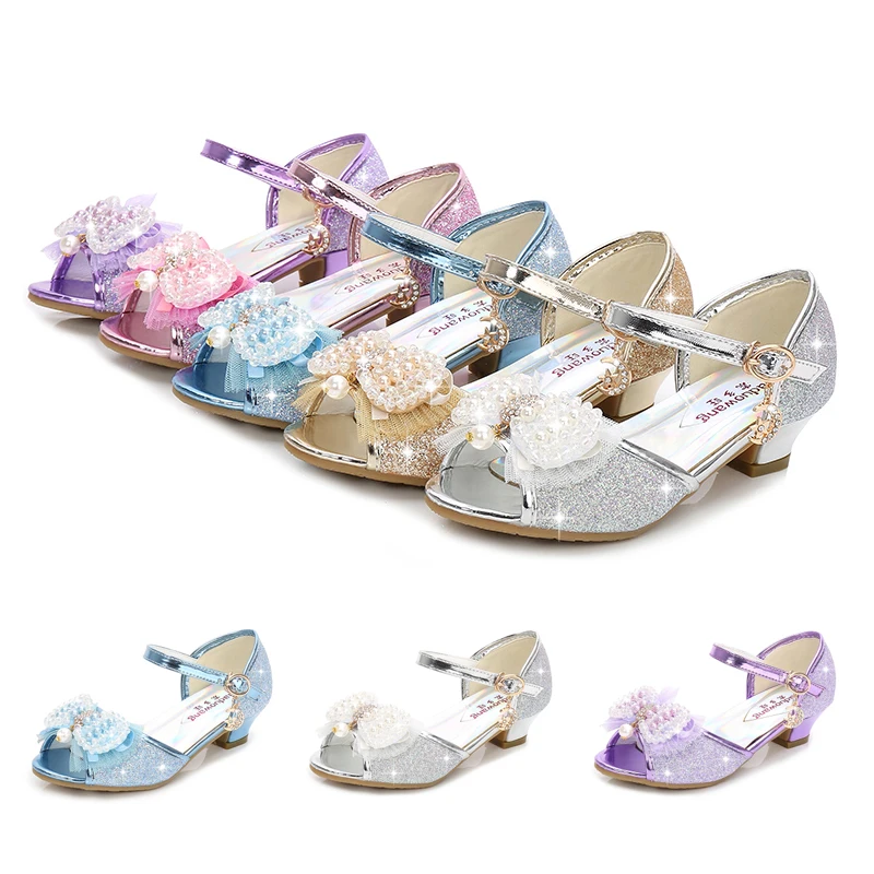

5 Color Girls Sandals Dress Princess Shoes Open Toe Low Heel Kid Flower Girl Shoes 2020 New Summer Children Party Wedding Sandal