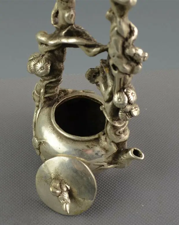 

Chinese Archaize White Copper Squirrel Pine Teapot