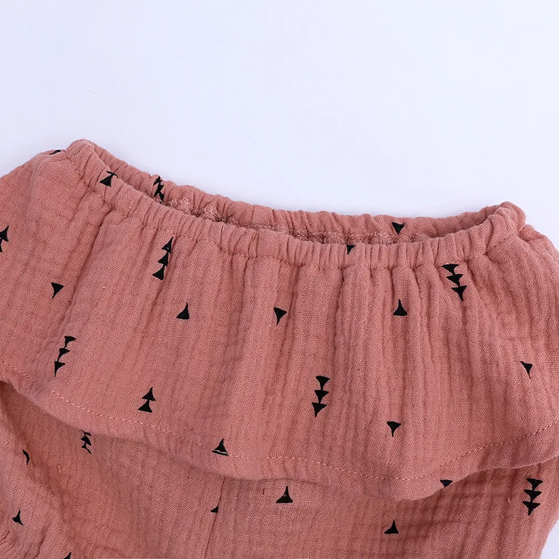 Детские хлопковые шаровары с поясом и оборками льняные штанишки для малышей