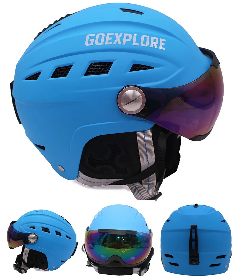 Ski Helmet Goggles Visor Men Women Snowboard Helmet Moto Snowmobile Skateboard Safety Helmet Mask Winter Warm Fleece Capacete