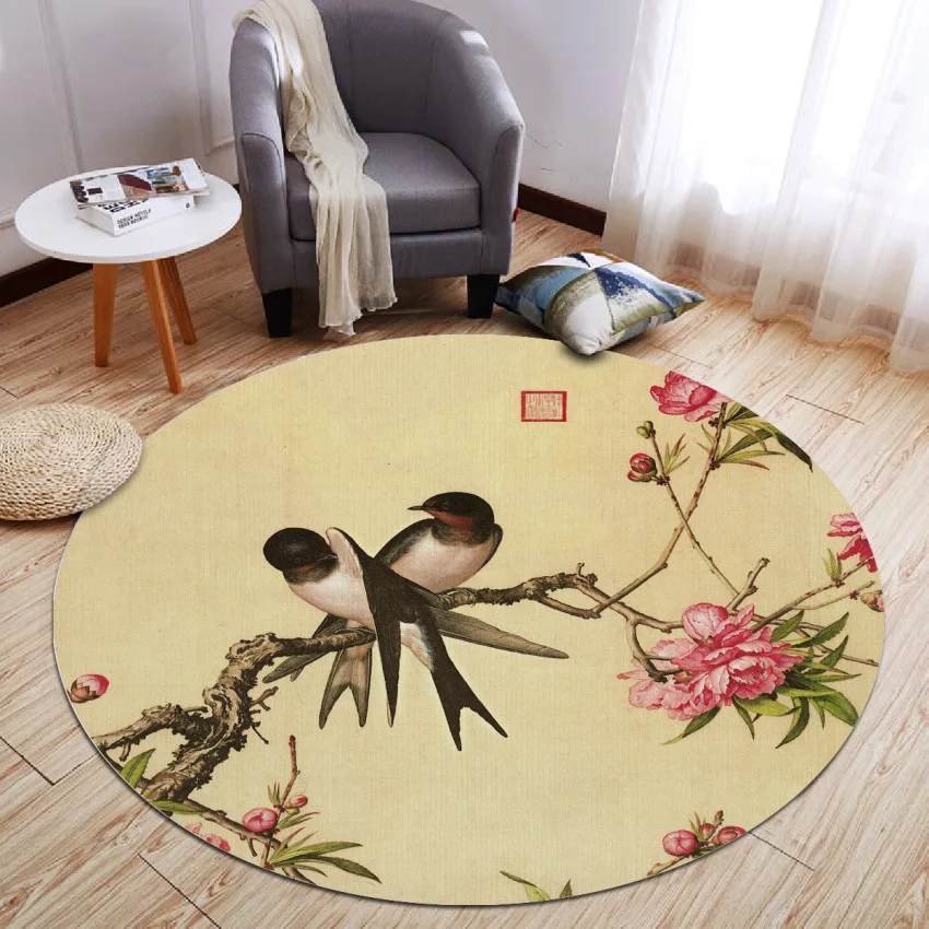 Круглый нескользящий ковер для украшения дома напольный коврик в китайском