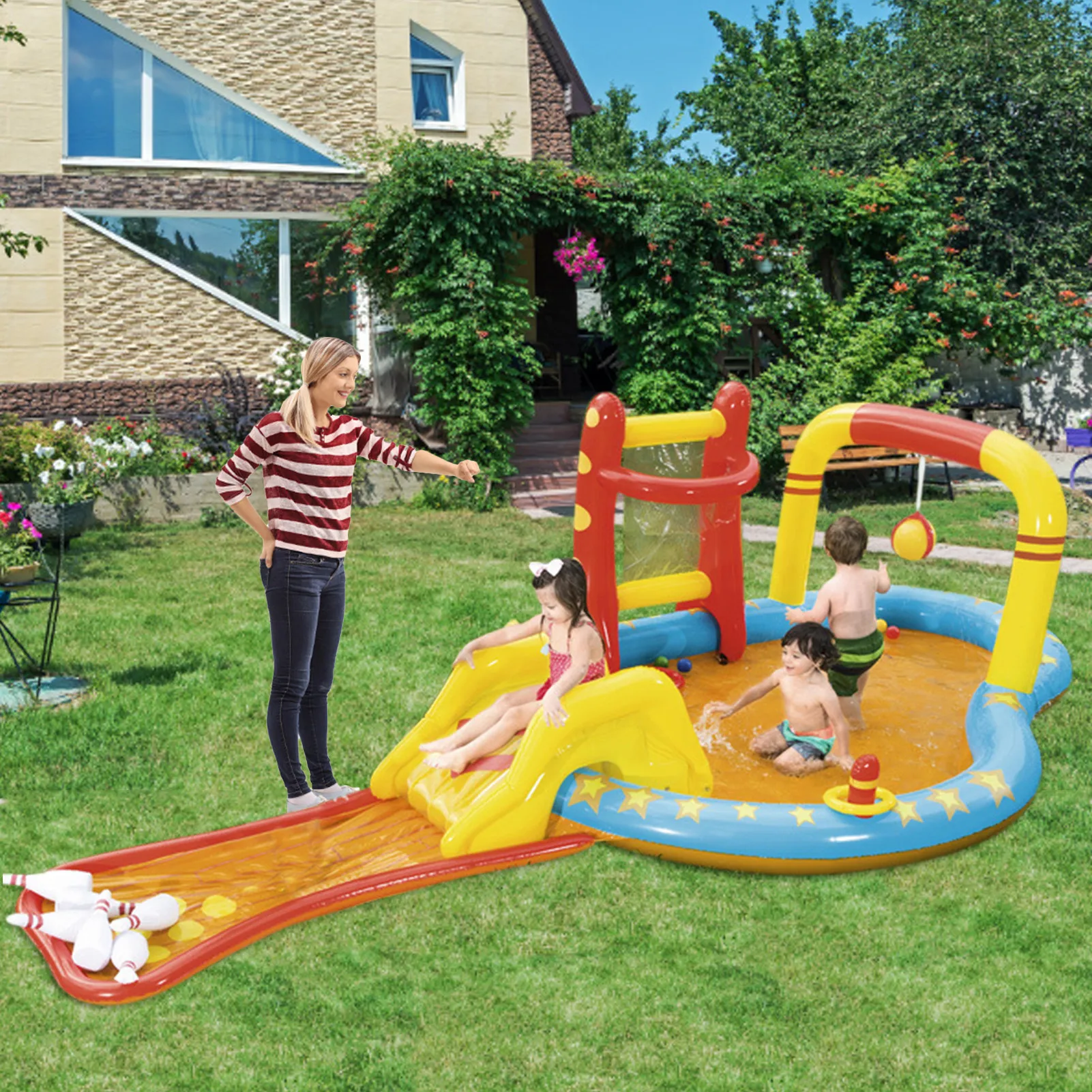 

Inflatable Paddling Pool Square Kids Children's Home Use Paddling Pool Portable Foldable Children Baby Bathing Tub