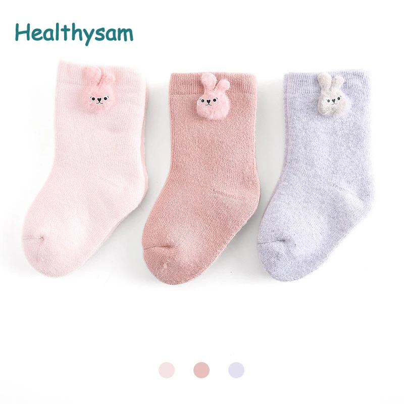 Healthysam 3 пары/Лот детские носки утепленные удобные для девочек 1 год теплые