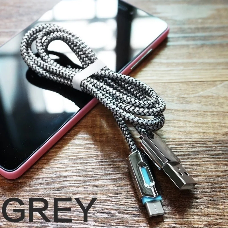 

1M Nylon Braided LED Lighting Cables Type C USB Data Cable Fast Charging Cable for Android Phones Car Charging Cable for Phone