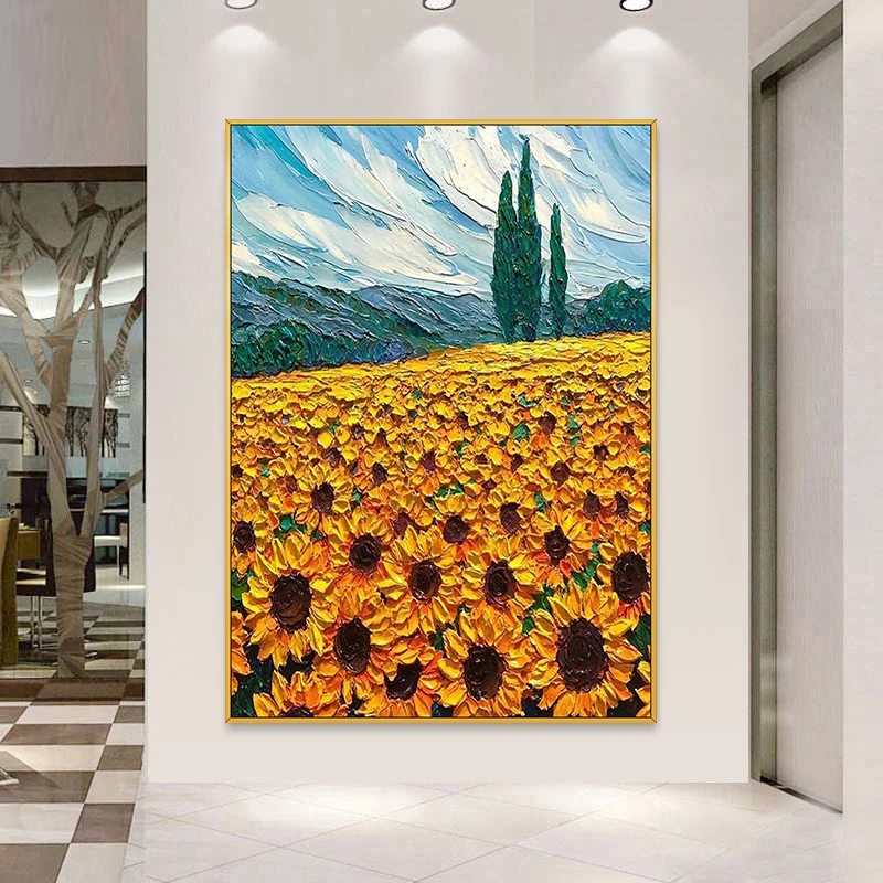 

Cuadros Para Salon Decoracao Para Sala Wall Decor Living Room Abstract Sunflower Canvas Oil Painting Art Hand Painted No Framed