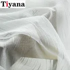 Современная Тюлевая занавеска для спальни, гостиной, в полоску, белого цвета, занавеска из тонкой ткани, P039D40