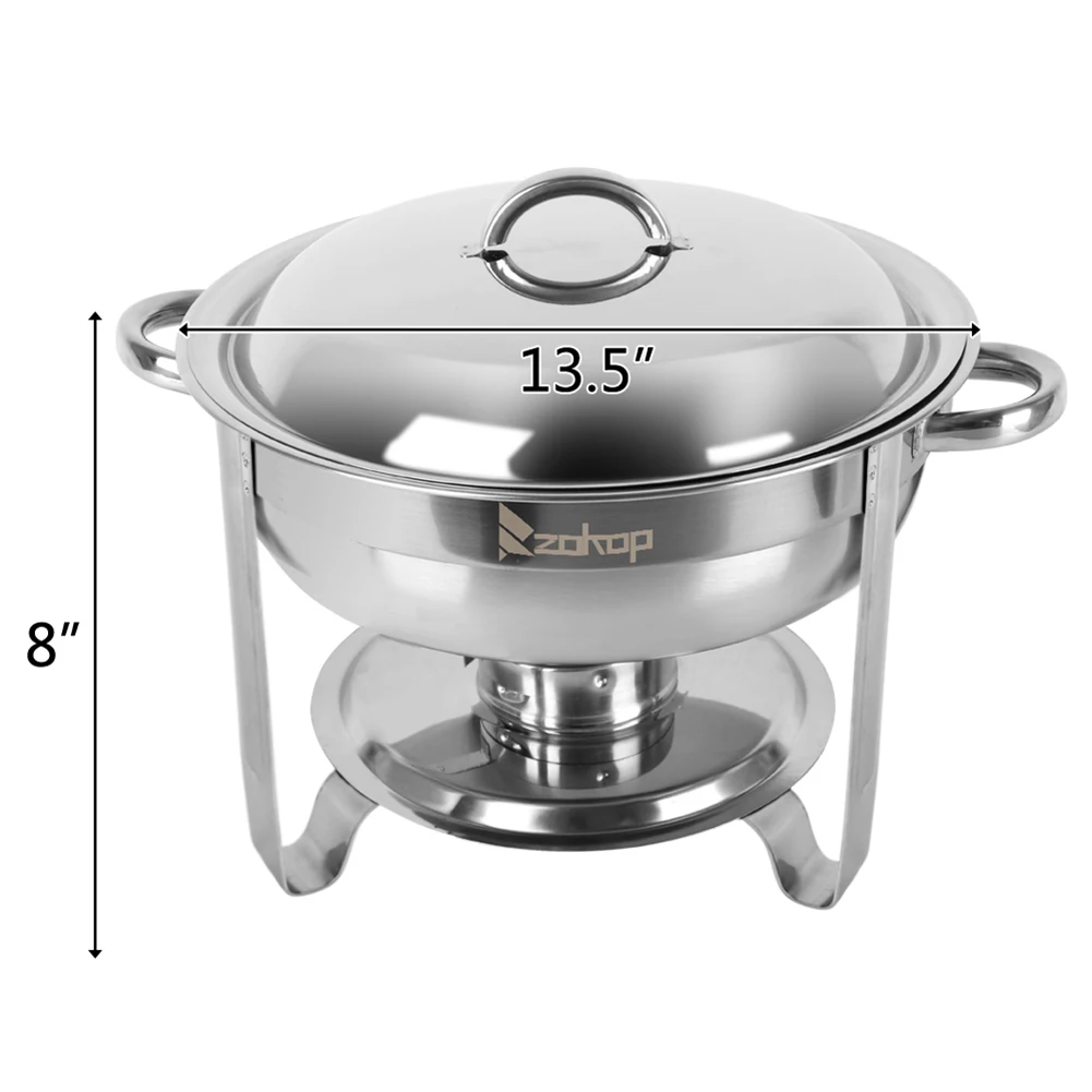 

ZOKOP 5L-1*2 Single Basin Two Set Stainless Steel Round Buffet Stove-50475134