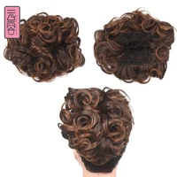 yunrong synthetic short wavy chignon for women two plastic comb clips cover hairpiece elastic rubber band bun hair accessories