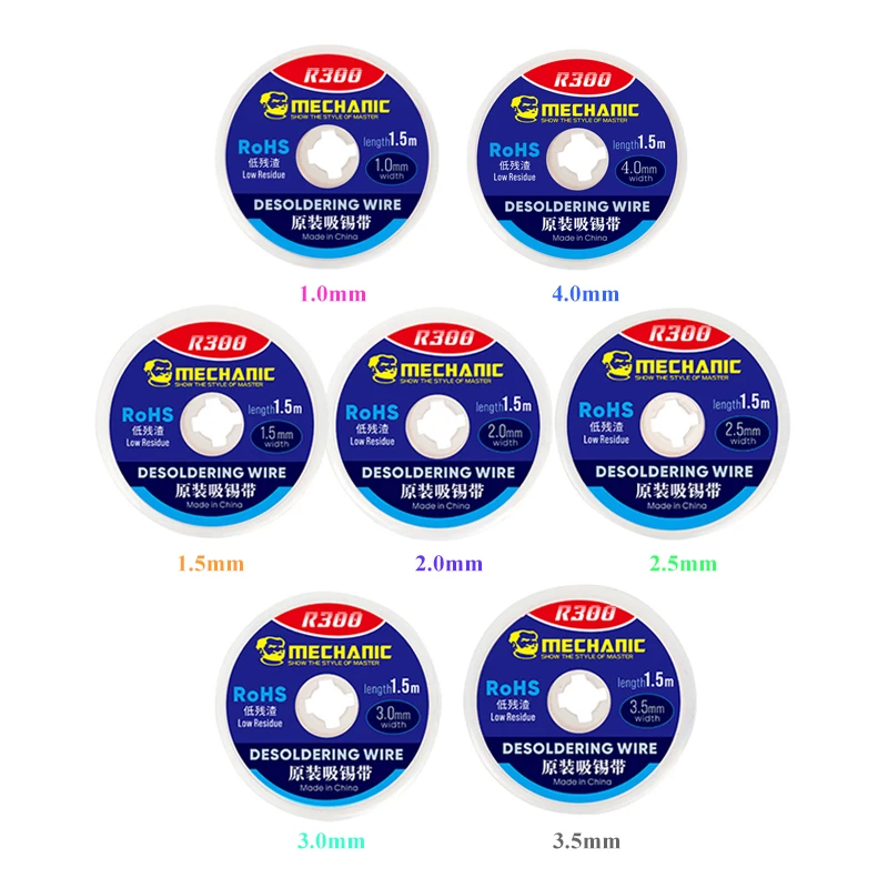 

MECHANIC 1.0/1.5/2.0/2.5/3.0/3.5/4 mm Width 1.5M Length Desoldering Braid Welding Solder Remover Wick Wire Flux BGA Repair Tool