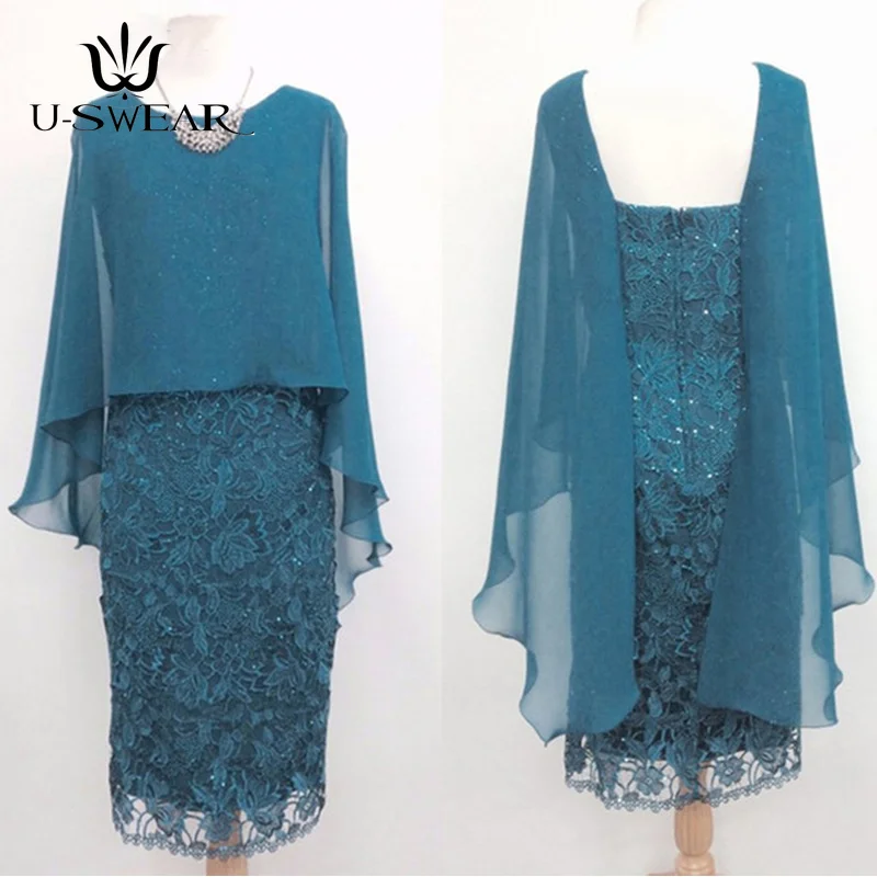 Платья для матери невесты шифоновое кружевное платье с жакетом короткое Vestido Mae Da