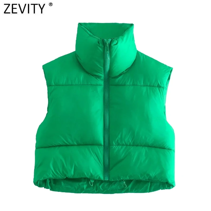 

Zevity Women Fashion Candy Colors Sleeveless Short Vest Jacket Ladies Zipper Fly Casual WaistCoat Chic Outwear Cotton Tops CT807