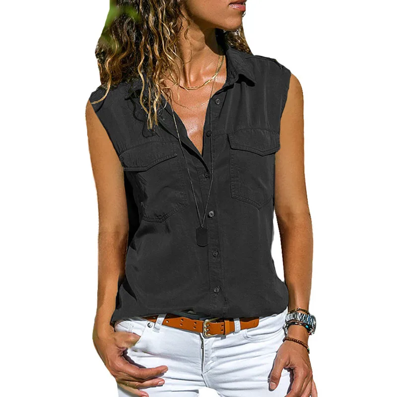 Женская футболка без рукавов CINESSD однотонный кардиган с отложным воротником