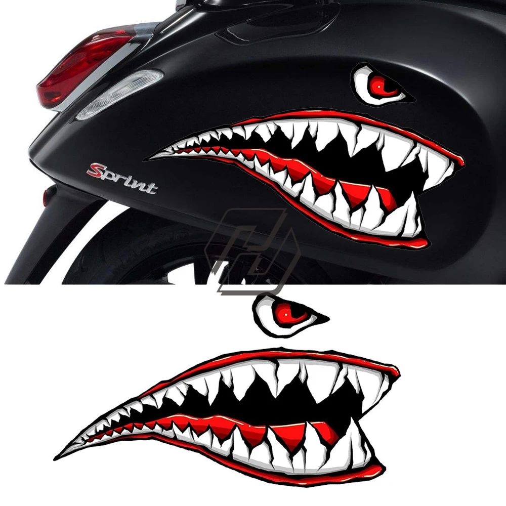 

For Vespa GTV GTS LX Sprint 50 125 200 250 300 300ie Sport Motorcycle Shark Decals