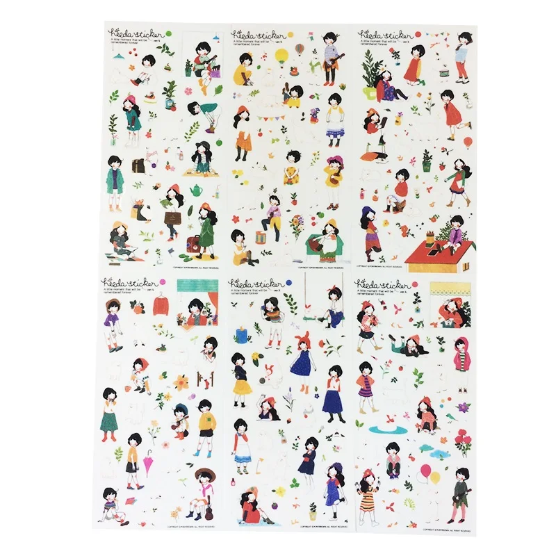

6sheets/pack 16 Styles Can Choose Kawaii Cartoon DIY Diary PVC Stickers Cute Sticky Notes Planner Notebook Office Decoration