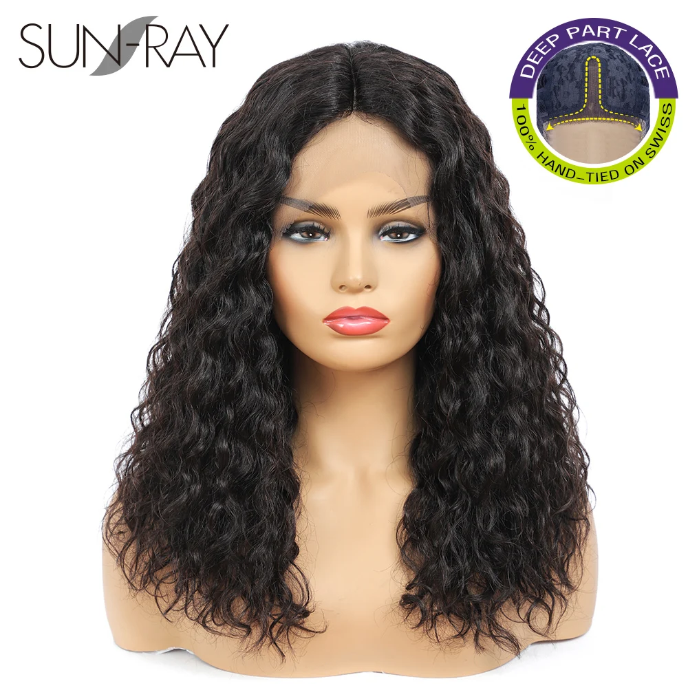 

Curly Bob Human Hair Lace Part Wigs with Baby Hair Pre Plucked T Part Lace Wigs Deep Water Wave Human Hair Curly Wigs