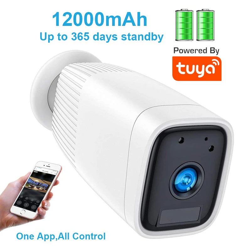 IP камера Tuya 1080P на батарейках водонепроницаемая уличная Wi Fi Google с двухсторонним