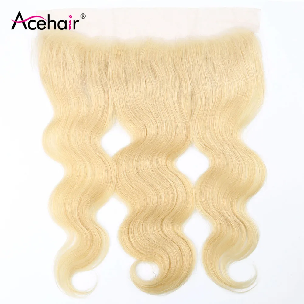 Ace Hair 13X4, фронтальная кружевная застежка, бразильские волнистые человеческие волосы, фронтальная часть, 613 цветов, волосы remy, Фронтальная застежка для уха и уха
